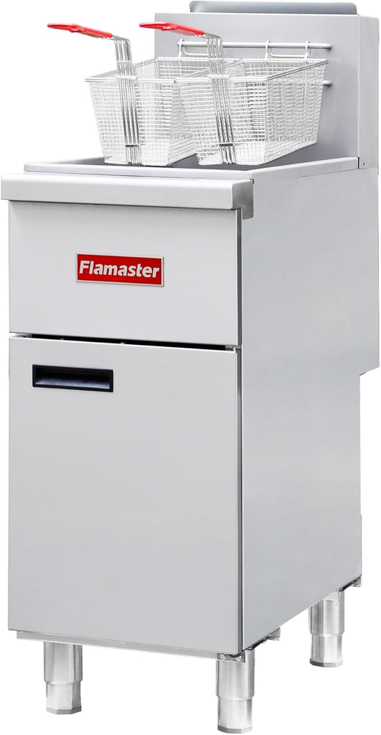 Commercial Open Pot Fryer with 2 Baskets, 100000 BTU 40-50 Lbs Oil Capacity Liquefied Gas Fryer (Propane), Only Commercial Use Deep Fryer for Restaurants, Food Trucks-Floor Standing