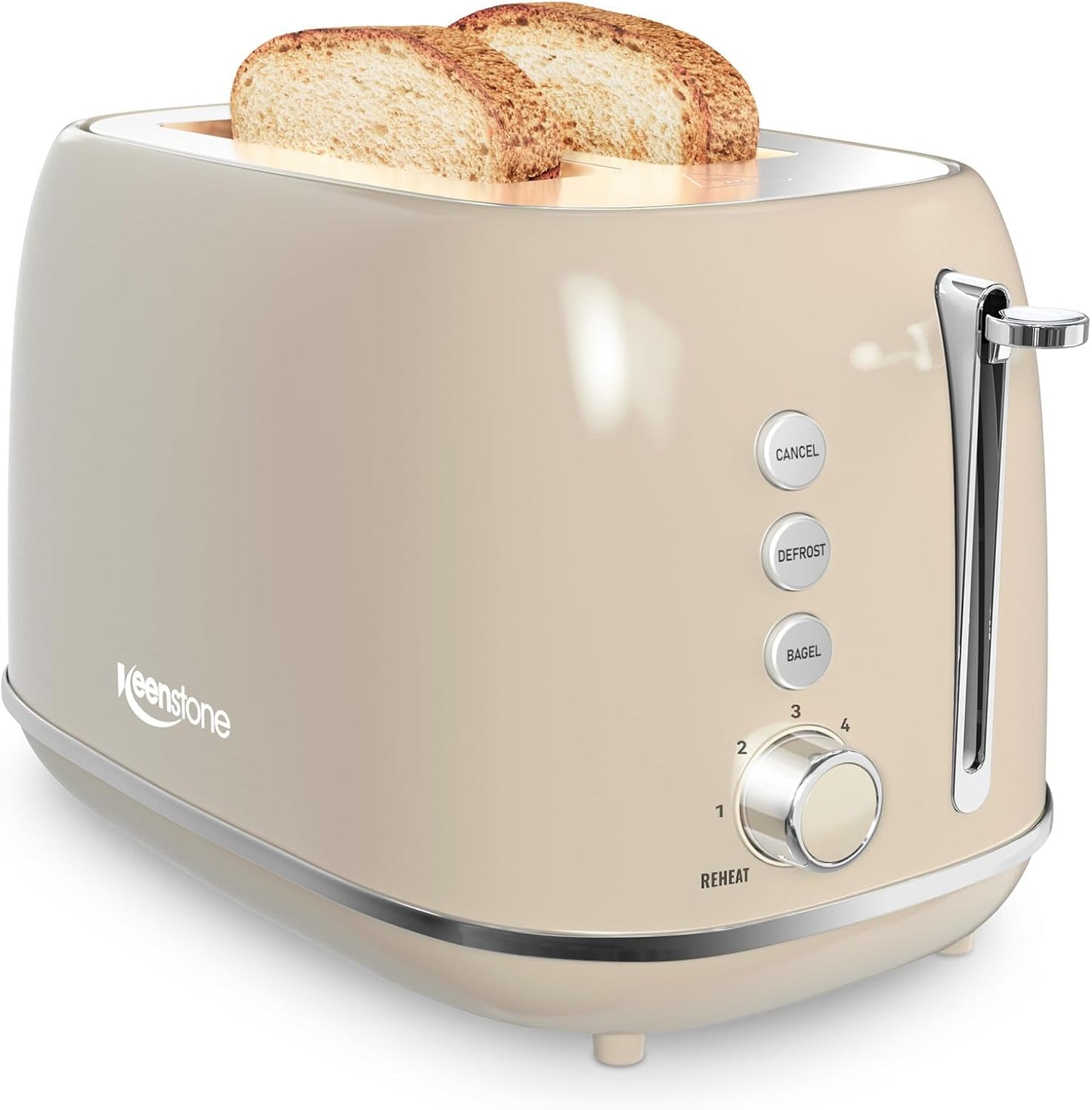 2 Slice Stainless Steel Toaster Retro with 6 Bread Shade Settings, Bagel, Cancel, Defrost Function, 2 Slice Toaster with Extra Wide Slot, Removable Crumb Tray, Tauge