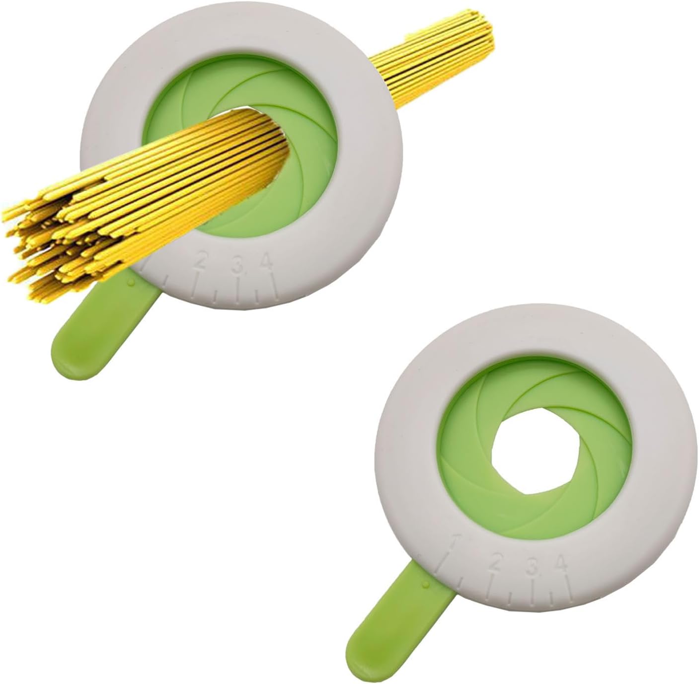 2 PCS Spaghetti Measuring Tools, Pasta Measuring Device, Kitchen Cookware with 4 Adjustable Scales to Control the Amount of Noodles