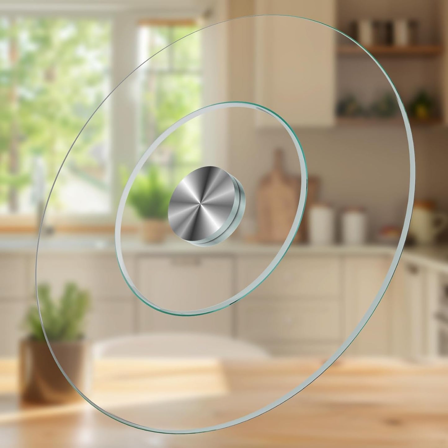 20'' Glass Lazy Susan Turntable Dining Table, 360 ° Round Dinner Plate Rotating Tray Transparent Dinner Plate, Silent and Smooth Rotation of The Dinner Plate (20inch/50cm)