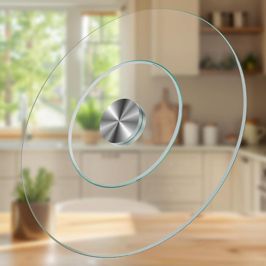 20'' Glass Lazy Susan Turntable Dining Table, 360 ° Round Dinner Plate Rotating Tray Transparent Dinner Plate, Silent and Smooth Rotation of The Dinner Plate (20inch/50cm)