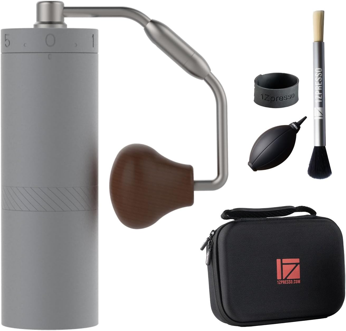 1Zpresso X-Ultra Manual Coffee Grinder-Space Gray, Well-built Sturdy Metal Body, Assembly Stainless Steel Burr, Numerical External Setting, Magnet Catch Cup, Faster Grind Efficiency Portable Mill