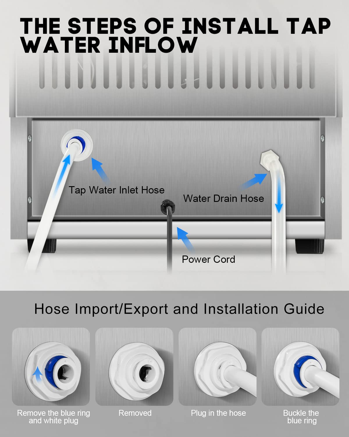 130LBS/24H Commercial Ice Maker Machine with 35LBS Capacity - Stainless Steel Undercounter/Freestanding Ice Cube Maker for Home Bar & Outdoor Use - Automatic Operation