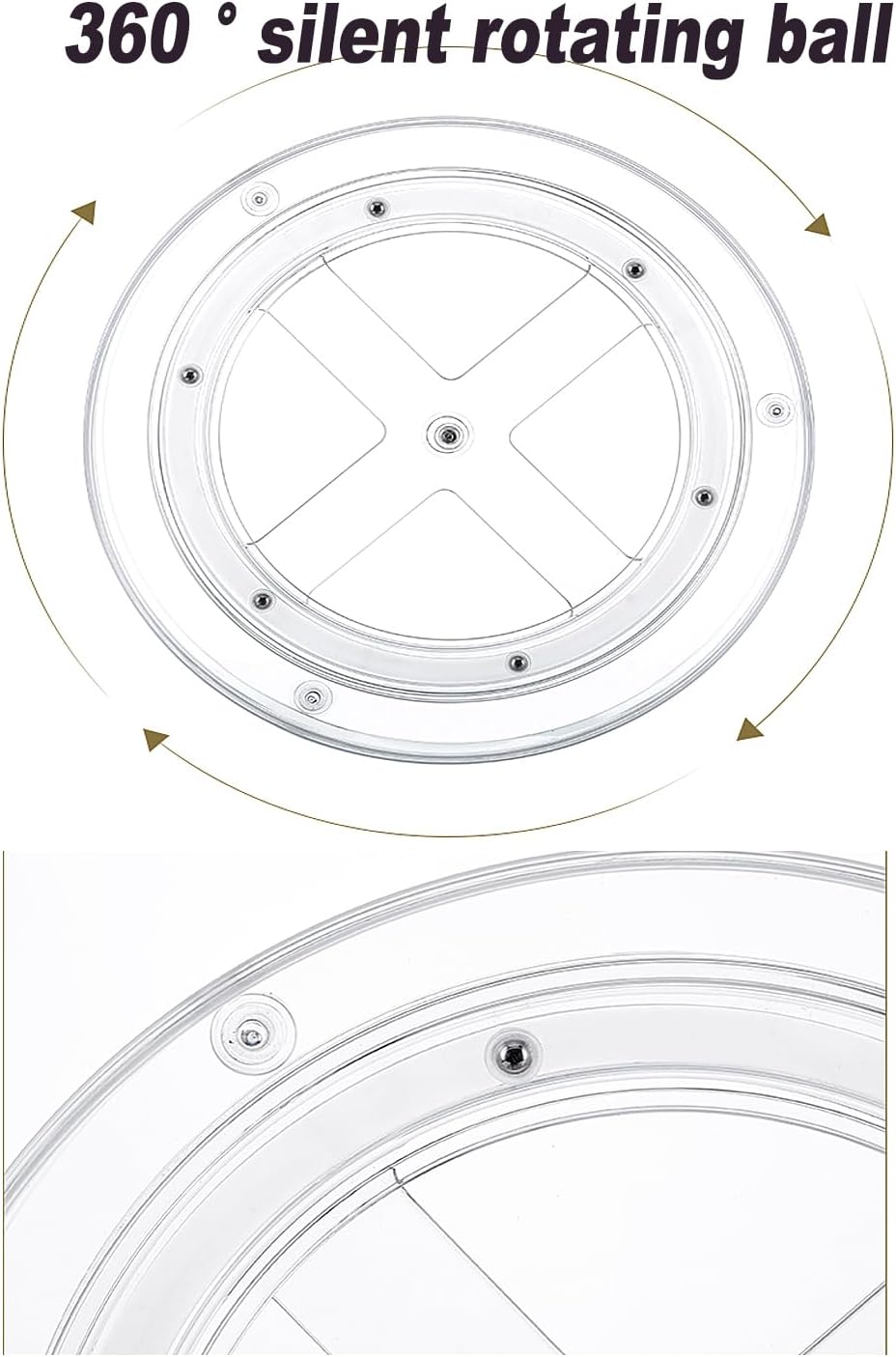 2 Pack Clear Lazy Susan Turntable Organizer, 9.25Inch 360 Rotating Makeup Organizer for Vanity, Desktop Cosmetics Display Cabinet and Perfume Organizer for Small Spaces in Kitchen, Bathroom, Dorm