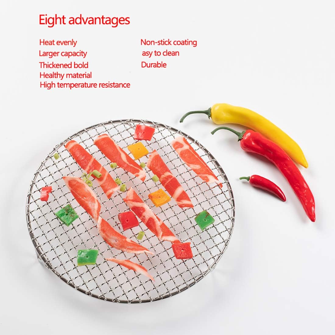 Versatile Round 304 Stainless Steel Cooling Rack Baking,Heat Resistant Rust Proof Sturdy Durable Dia 10.4"