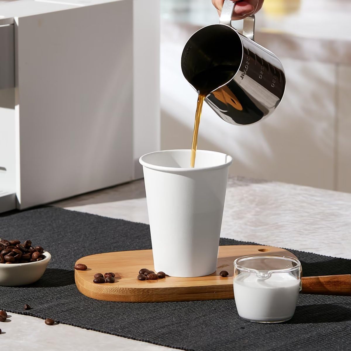 JOLLY PARTY 300 Pack 12 oz Disposable Paper Coffee Cup, Hot/Cold Beverage Drinking Cups for Water, White Paper Hot Coffee Cups