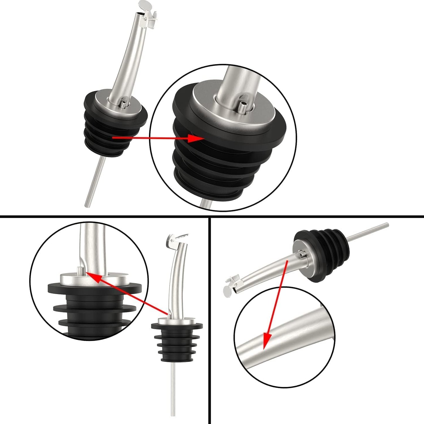 20 Pcs Oil Spout Liquor Bottle Pourer Spouts Stainless Steel Speed Pour Spouts Olive Oil Dispenser Spout with Flip Top for About 3/4" Bottle Mouth