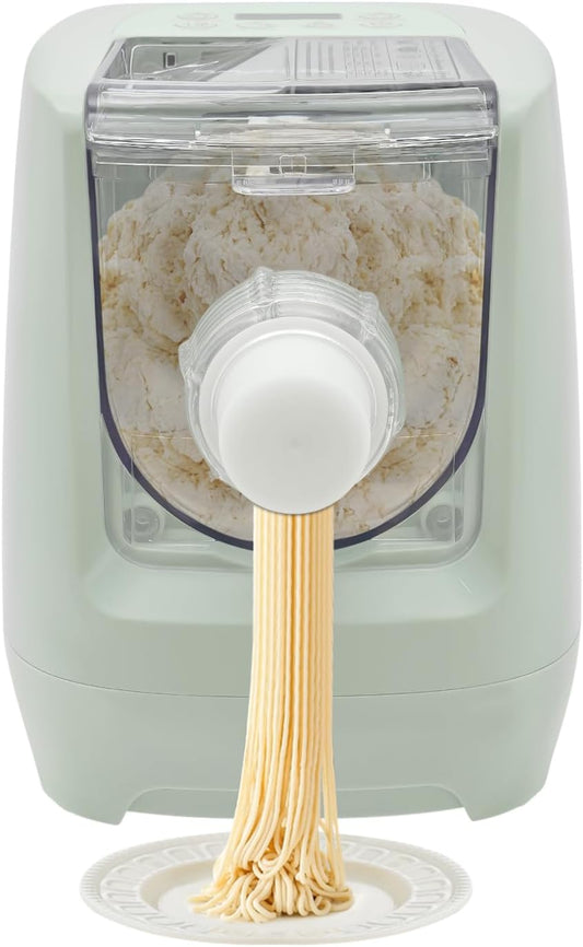 260w Automatic Pasta Machine, Electric Pasta Noodle Machine, 12 Noodle Shapes Pasta Machine With Measuring Cup,Capacity 0.6kg/ 1.32lbs,Can Make Long Noodles, Spaghetti, Macaroni (Green)