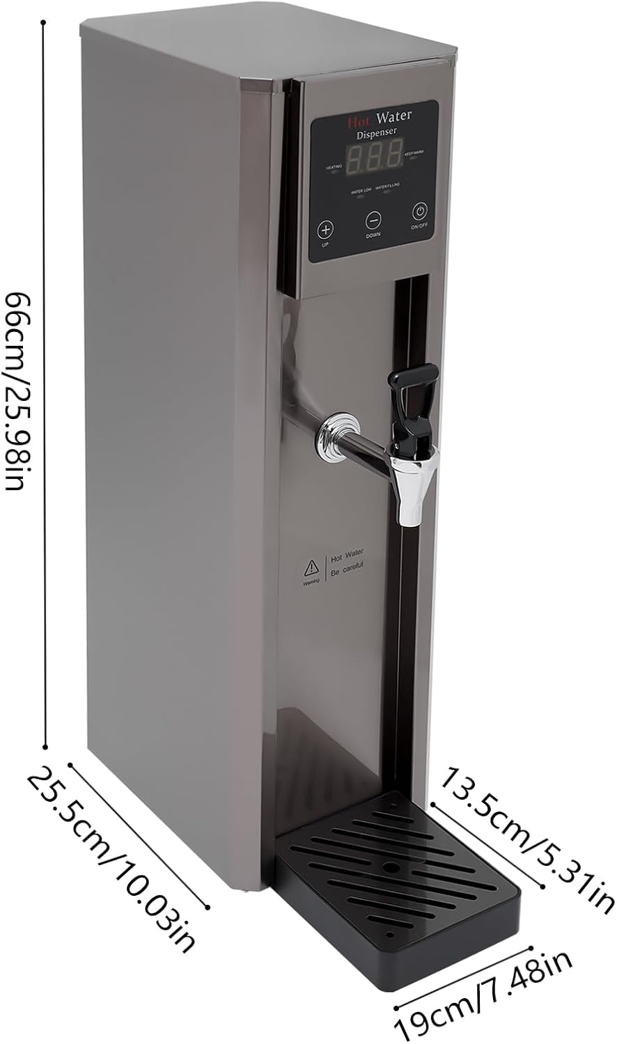 Step-Heating Commercial Hot Water Dispenser, 10L/2.64Gal Hot Water Boiler Dispenser Electric Water Pot Boiler Commercial Boiling Water Machine for Tea Coffee Shop Dessert Shop Hotel - 30L/H 1800W