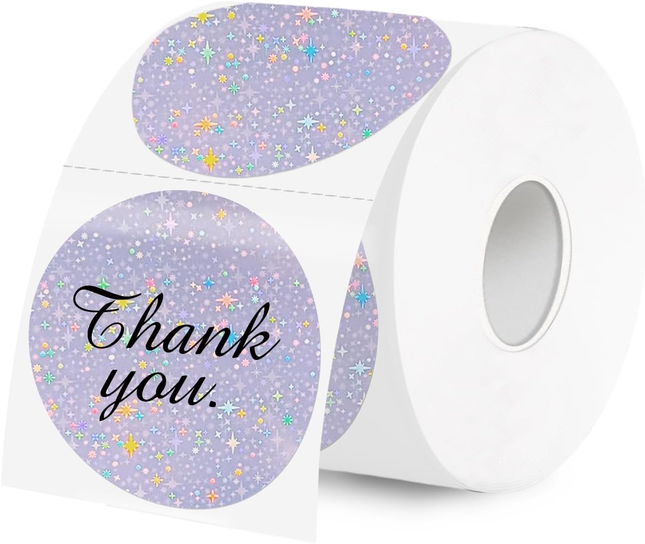 2''Holographic Thermal Label,Round Self-Adhesive Direct Thermal Label,Thermal Stickers for DIY Logo Design,Name Tag (300/Roll Purple Starry Sky