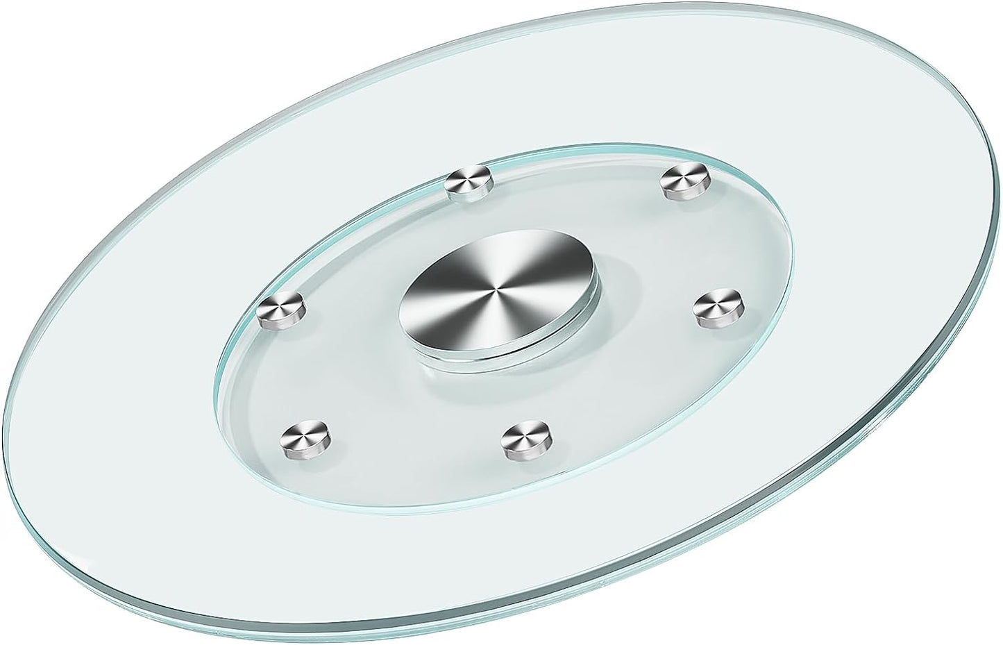 23" Large Lazy Susan for Dining Table Kitchen Glass Turntable with Aluminum Alloy Bearing, Smooth Swivel