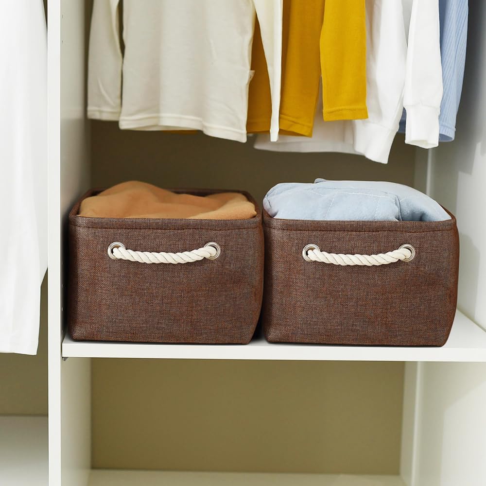 WarmHome Fabric Storage Bin Shelf Basket for Home, Closet(Brown-3 Pack, 13.8L9.8W6.7H)