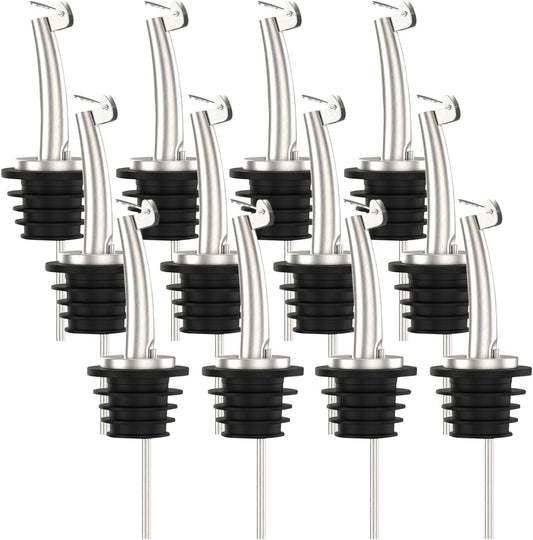 20 Pcs Oil Spout Liquor Bottle Pourer Spouts Stainless Steel Speed Pour Spouts Olive Oil Dispenser Spout with Flip Top for About 3/4" Bottle Mouth