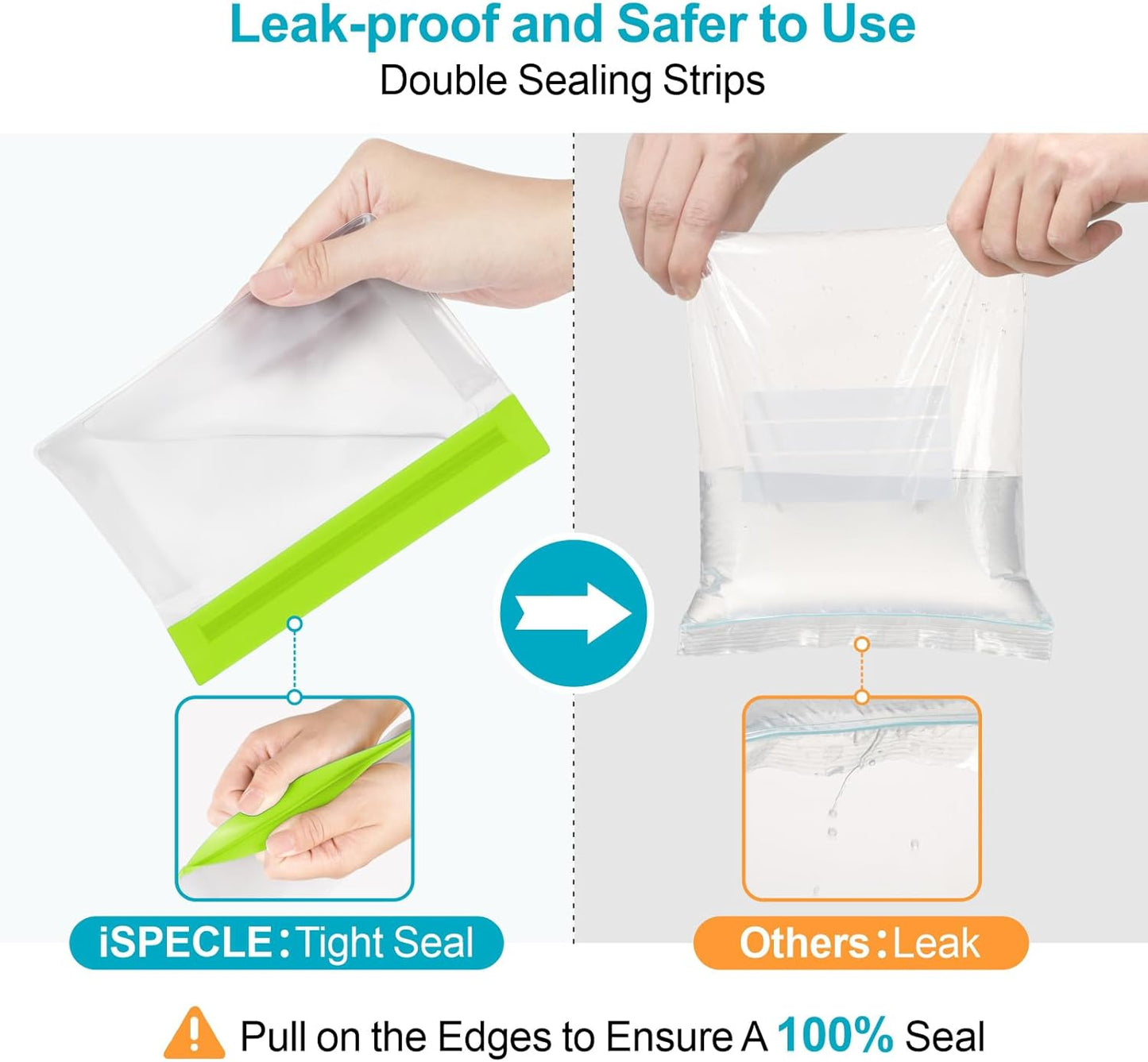 iSPECLE 10 Pack Freezer Bags - 3 Pack Gallon Bags 4 Pack Sandwich Bags 3 Pack Snack Bags BPA-Free Reusable Freezer Bags with Stand-Up Bottom and Label, Leakproof to Keep Frozen Food Fresh, Green