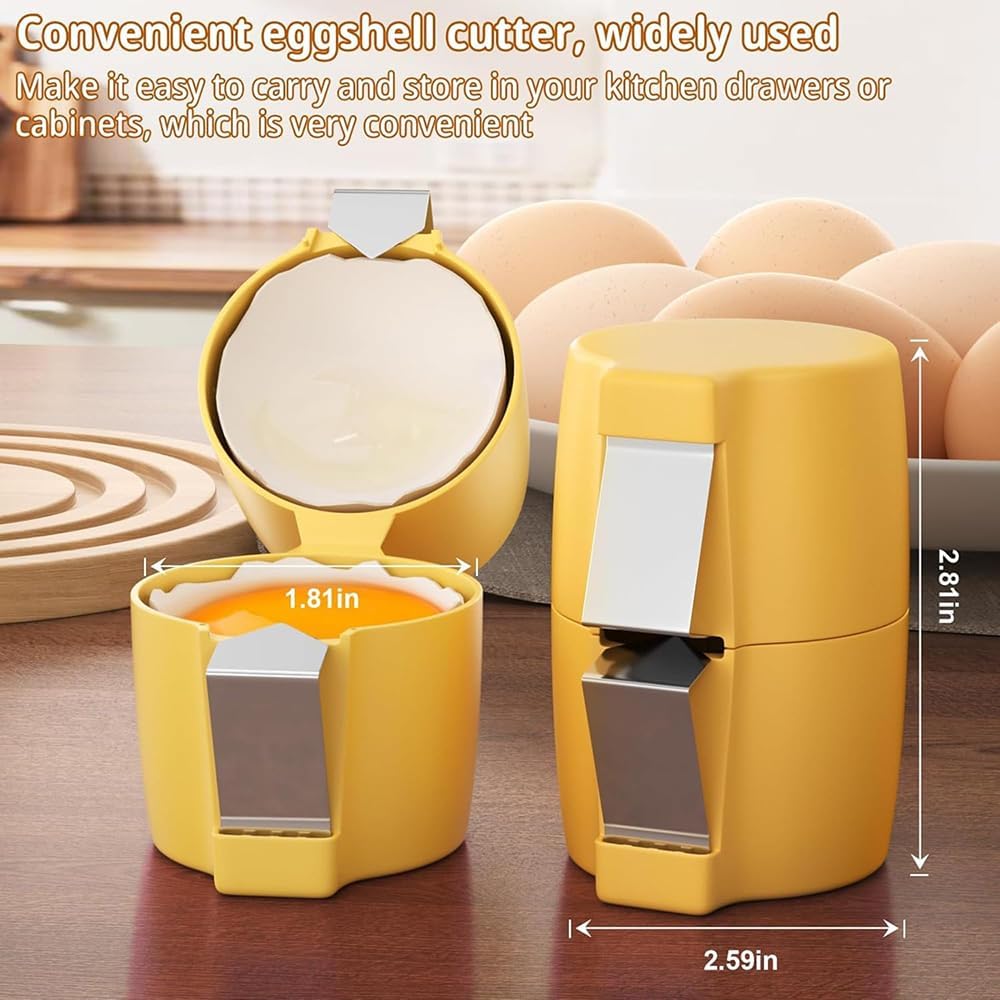 2 Pcs Egg Shell Opener Remover, Eggs Peeler Separator for Boiled and Raw Eggs, Stainless Steel Eggshell Cutter Kitchen Tools for Cooking and Breakfast Prep (Orange)