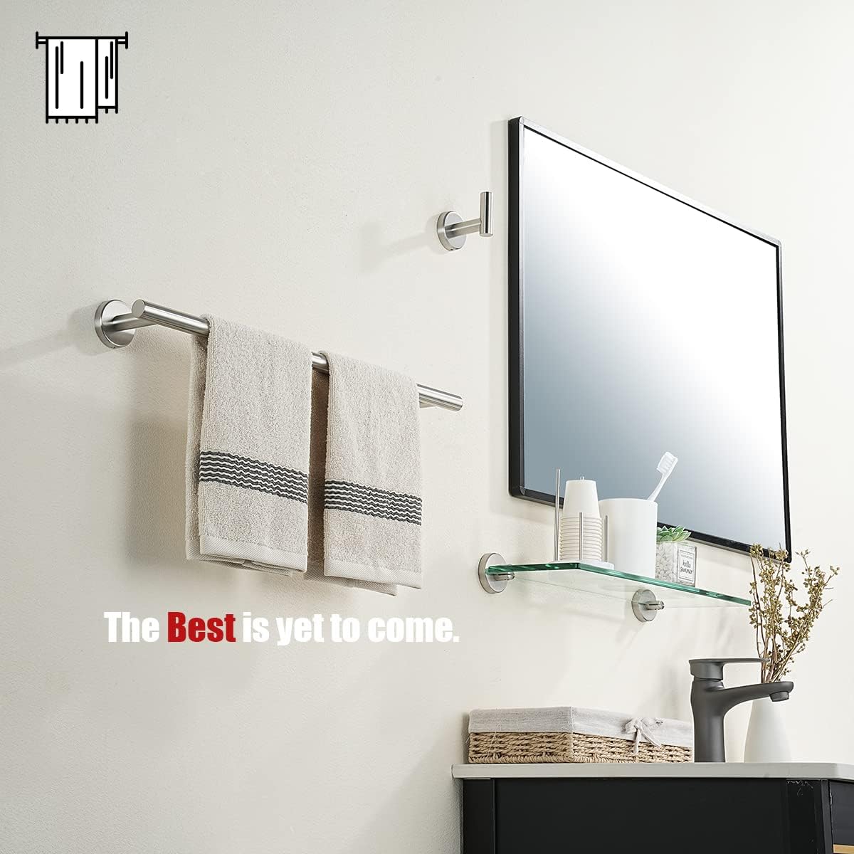 JQK Bath Towel Bar, 20.5 Inch 304 Stainless Steel Thicken 0.8mm Towel Rack Bathroom, Towel Holder Brushed Finished Wall Mount, Useable Length 18 Inch TB110L18-BN