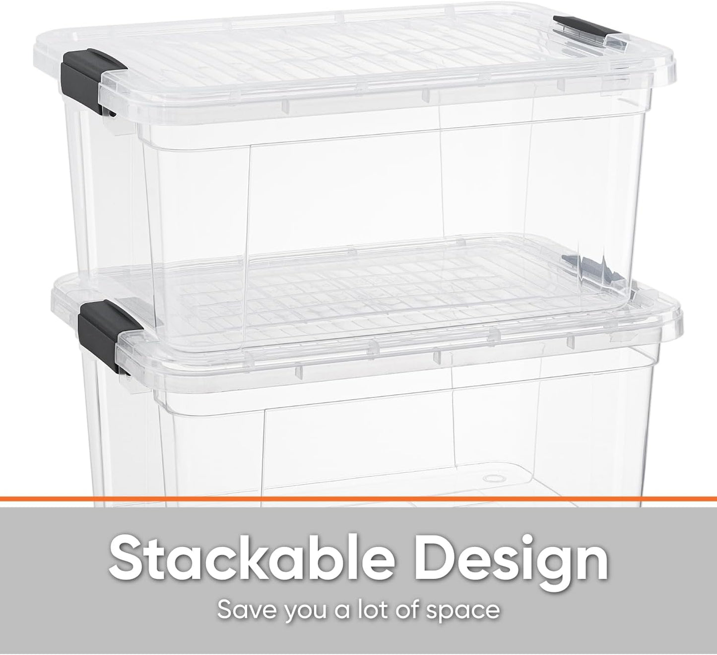 Superio Clear Storage Boxes with Lids, 20 Quart Plastic Container Bins for Organizing, Stackable Crates, BPA Free, Non Toxic, Odor Free, Organizers for Home, Office, School, and Dorm