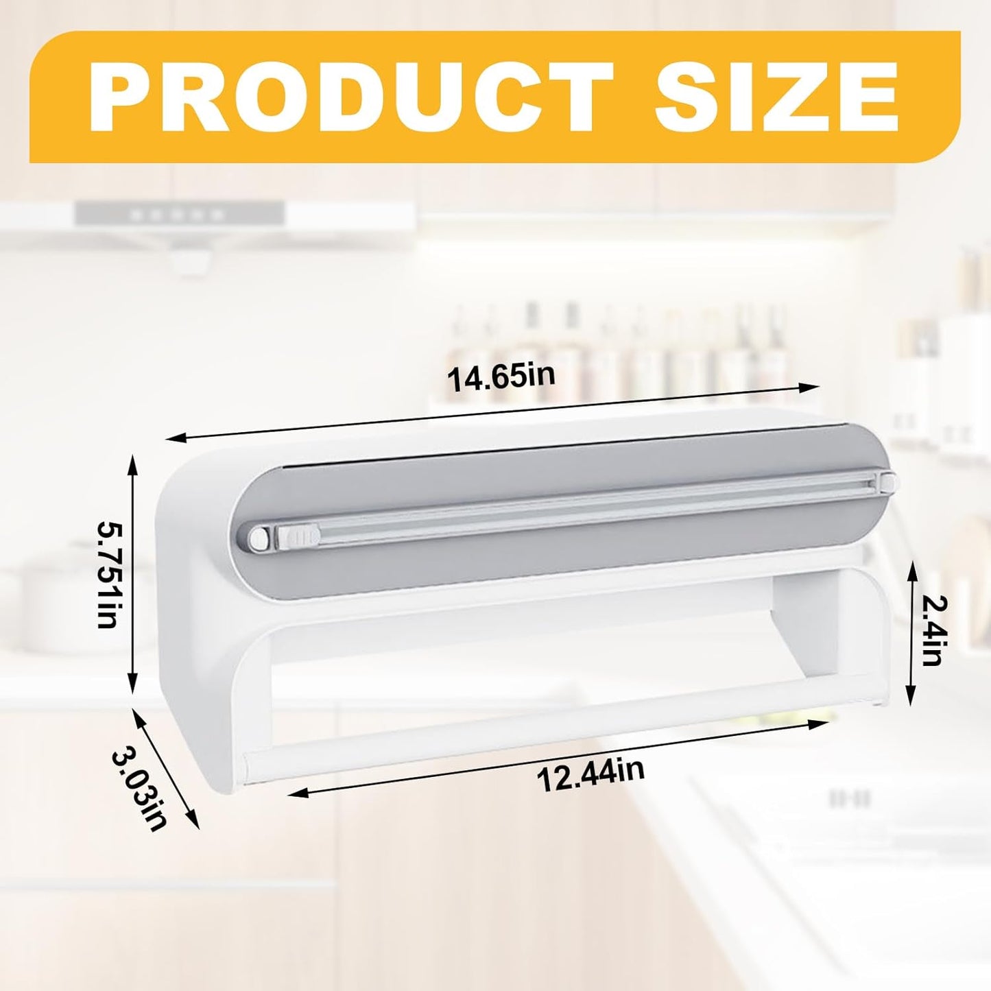 2 in 1 Kitchen Organizer with Cutter, Aluminum Foil & Plastic Wrap Dispenser, Paper Towel Holder