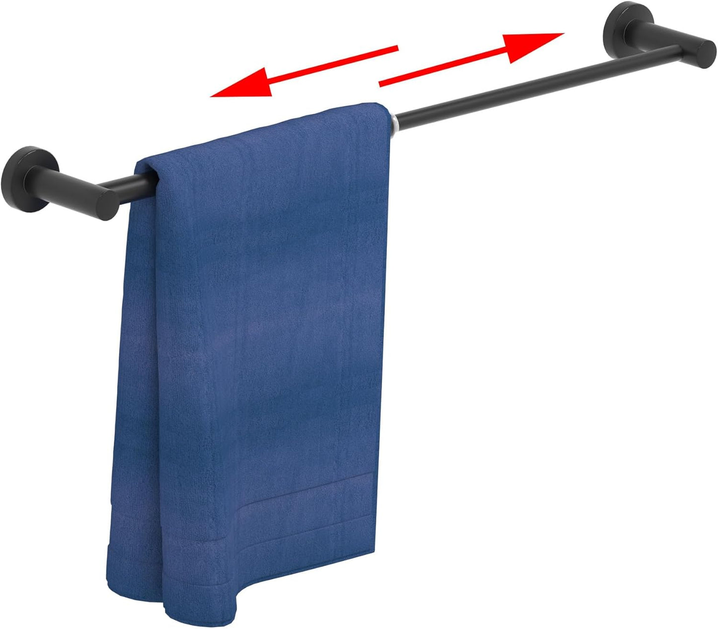 2 Pack Adjustable Towel Bar, HOMOTEK Economical Bathroom Towel Holders, Towel Rod Size from 12 Inch to 22 Inch Single Towel Racks, Wall Mount Towel Rail, Hanger Towel Hook for Kitchen(Matte Black)