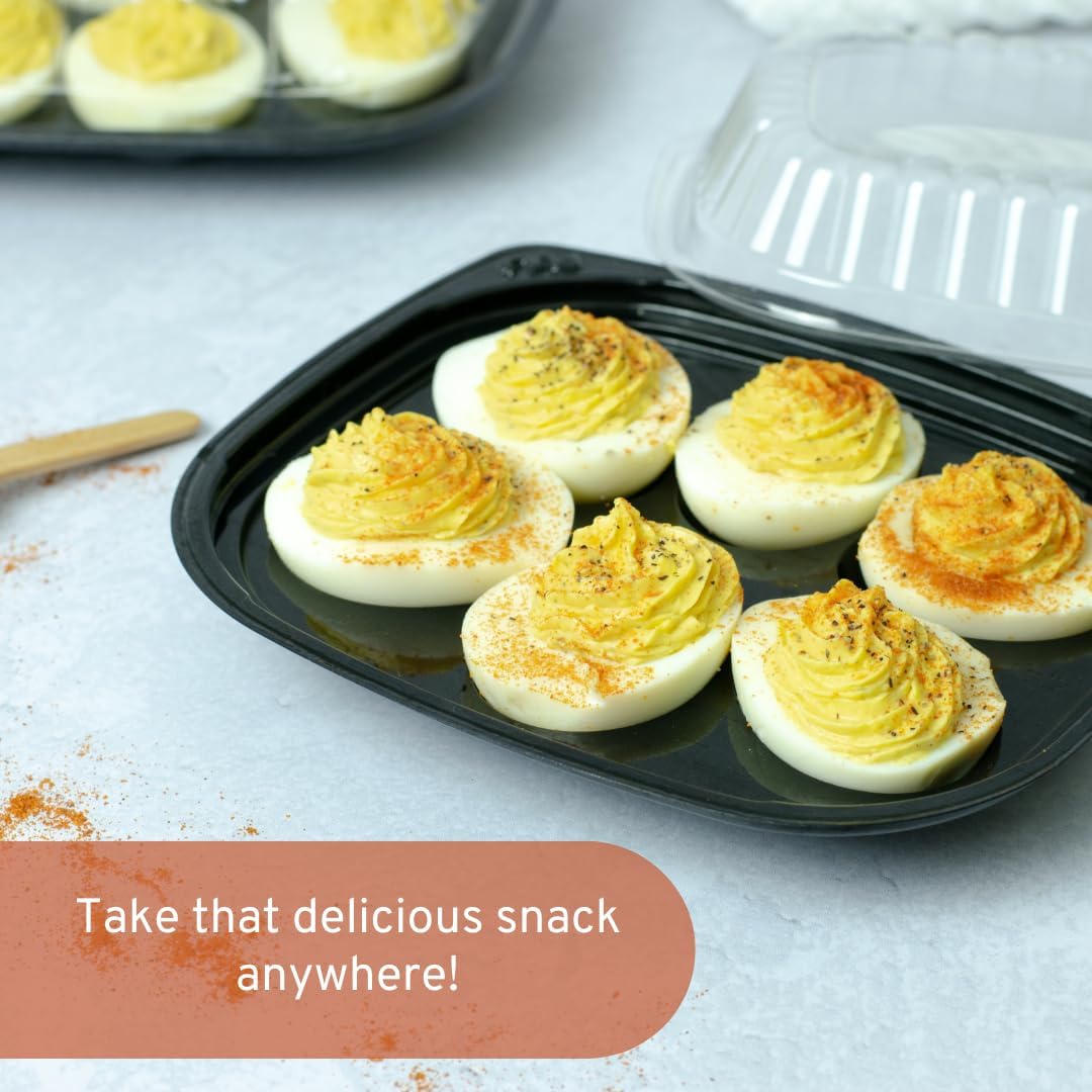 16 Pack - Disposable Deviled Egg Containers with Lid – Plastic Deviled Egg Trays – For 6 Egg Halves