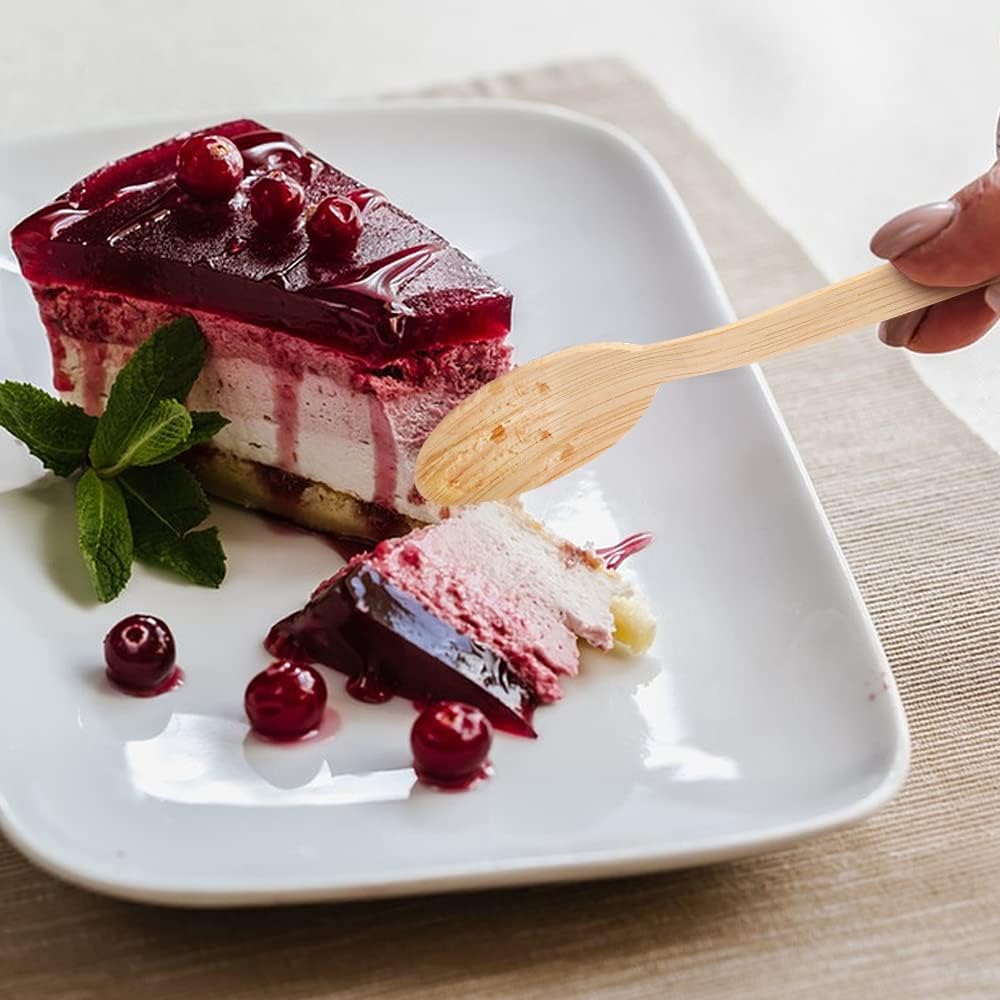 Bamboo Disposable Utensils- 200 PK Bamboo Spoons for Eating 100% Compostable Eco Friendly Biodegradable Renewable Natural Travel Cutlery 6.7" Spoon for Party/Wedding/Camping/Travelling