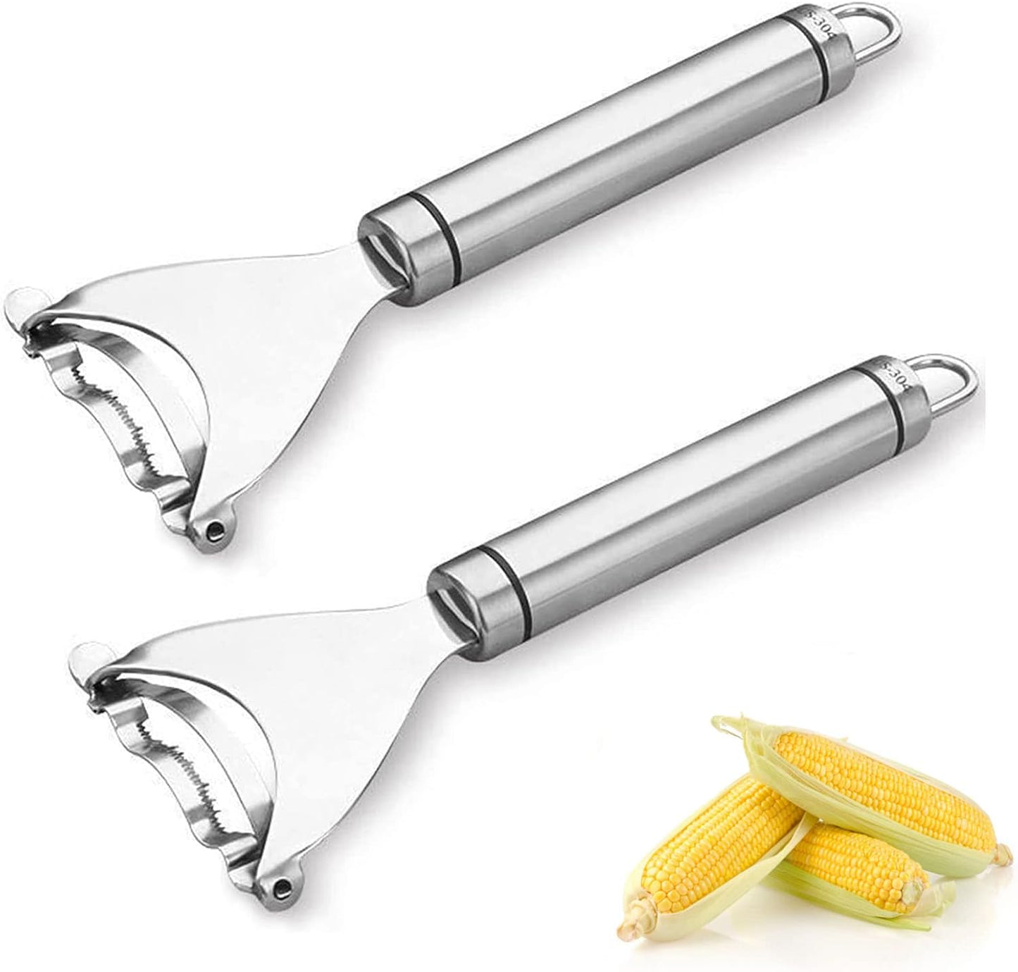 2PCS Corn Planer Cutter Thresher Peeler, Corn Thresher Cob Stripper Tool,Premium Stainless Steel Corn Thresher Cob Remover tool with Ergonomic Handle
