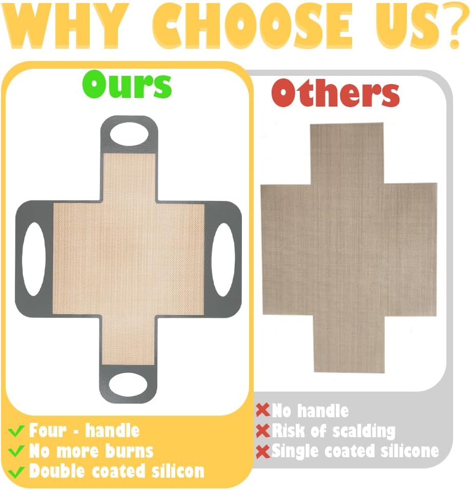 2 Pack Reusable Silicone Bread Loaf Pan Liners, Non-Stick & Easy Clean Baking Mats with 4 Handles for 9x5" Baking Loaf Pans, Baking Accessories for Baking Bread, Cookies