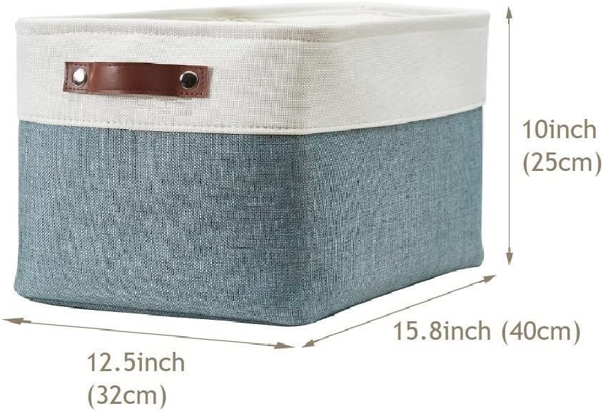 DECOMOMO Storage Baskets for Shelves - Fabric Storage Bins, Linen Closet Organizers and Storage (Green & White, XL - 3 Pack)