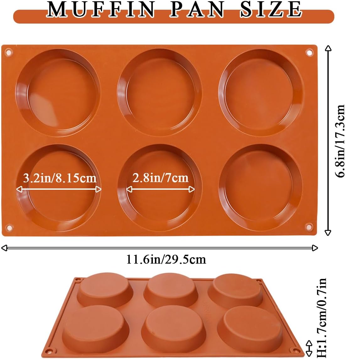 3 Pack Silicon Muffin Top Pan, 6-Cavity Non-Stick Egg Molds for baking, 3" Round Silicone Muffin Tin for English Muffins, Egg bites, Corn Bread, Whoopie Pies, Cookies