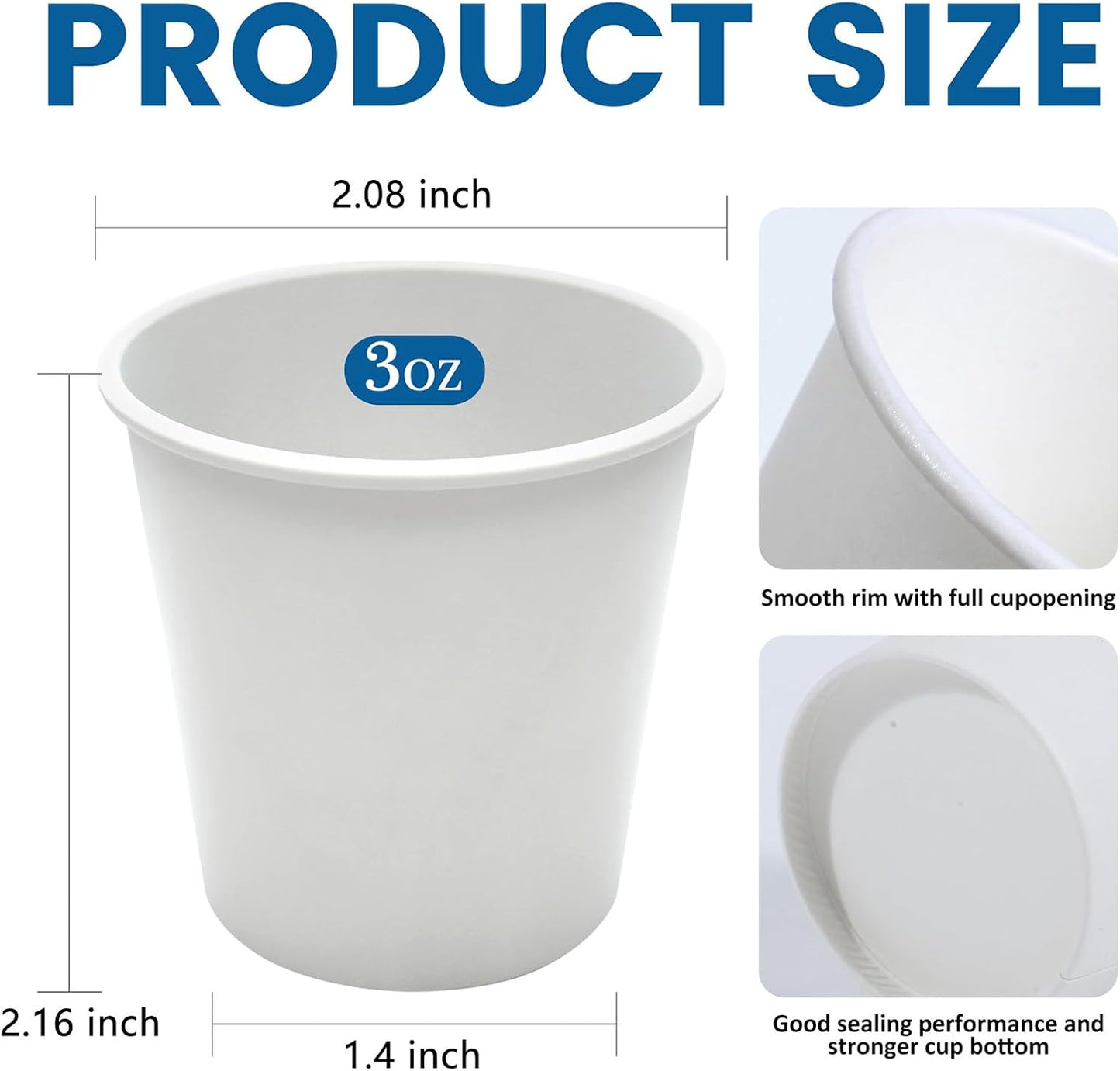 500 Count 3 oz Disposable Bathroom Cups, Small Mouthwash Cups, White Paper Cups, Hot/Cold Beverage Drinking Mini Cup for Party, Picnic, BBQ, Travel