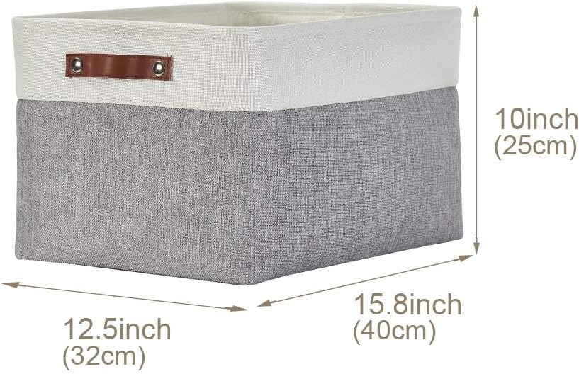 DECOMOMO Storage Baskets for Shelves - Fabric Storage Bins, Linen Closet Organizers and Storage (Grey & White, XL - 4 Pack)