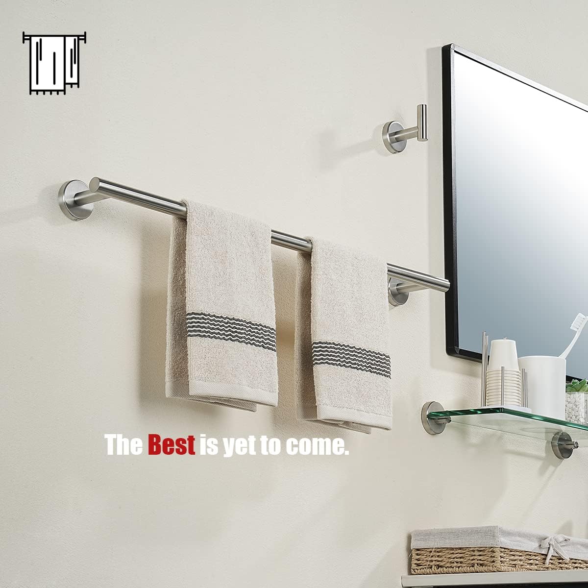 JQK Bath Towel Bar, 27 Inch 304 Stainless Steel Thicken 0.8mm Towel Rack Bathroom, Towel Holder Brushed Finished Wall Mount, Useable Length 24 Inch, TB110L24-BN