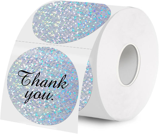 2''Holographic Thermal Label,Round Self-Adhesive Direct Thermal Label,Thermal Stickers for DIY Logo Design,Name Tag (300/Roll Small Dots
