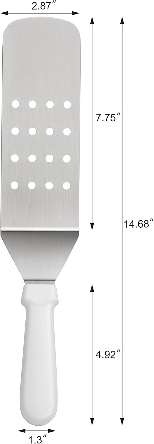 New Star Foodservice 36176 Plastic Handle Flexible Grill Turner/Spatula, 14.5-Inch, Perforated, White