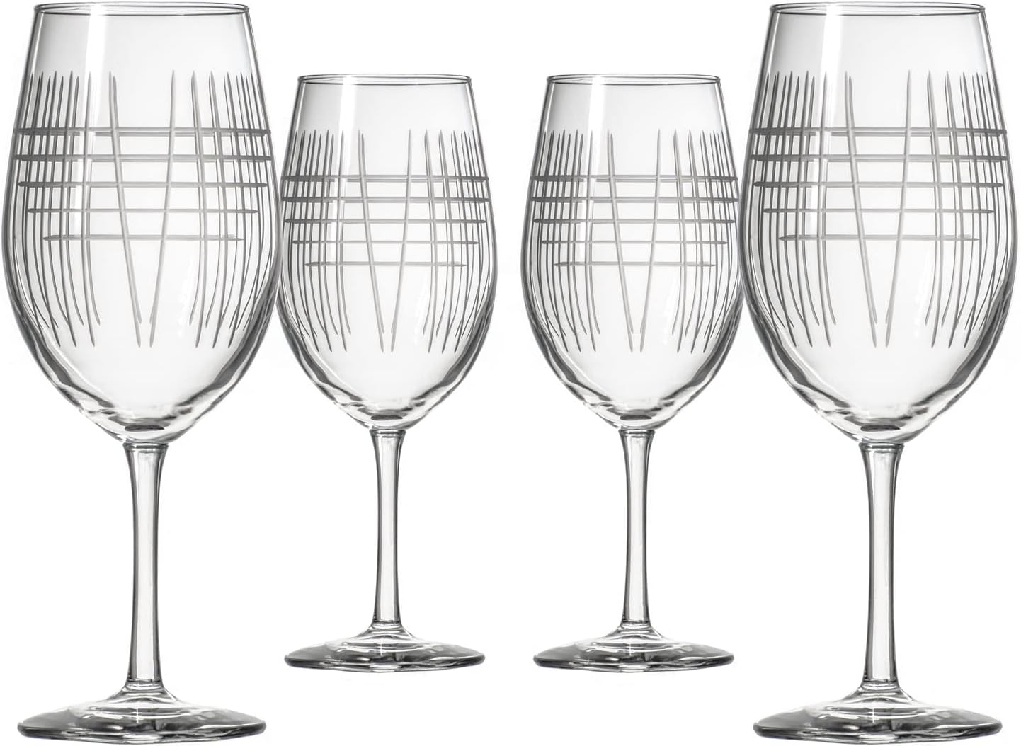 Rolf Glass Matchstick All Purpose Wine Glass 18 Ounce - Set of 4 Large Wine Glasses - Lead-Free Glass - Engraved Large Wine Glasses - Proudly Made in the USA
