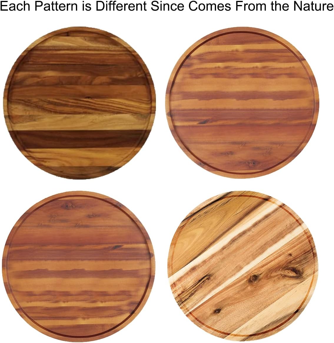 16" Acacia Wood Lazy Susan Organizer Kitchen Turntable for Cabinet Pantry Table Organization