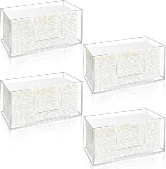 4Pack Acrylic Paper Towel Dispenser, Napkin Holder for Bathroom, Kitchen & Countertop – Paper Towel Holder Z-Fold/C-Fold/Multi-Fold Holder, Shatter-Resistant & Space-Saving (4)