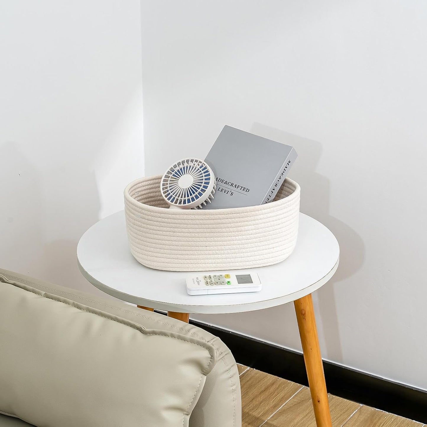 CubesLand Cube Shelf Closet Storage Baskets Bins,Woven Basket for Organizing/Storage,Long-lasting &Skin-friendly Toy Storage Basket Bin,Stylish Room Decor Basket,Off White Cotton Rope Basket 2 Packs