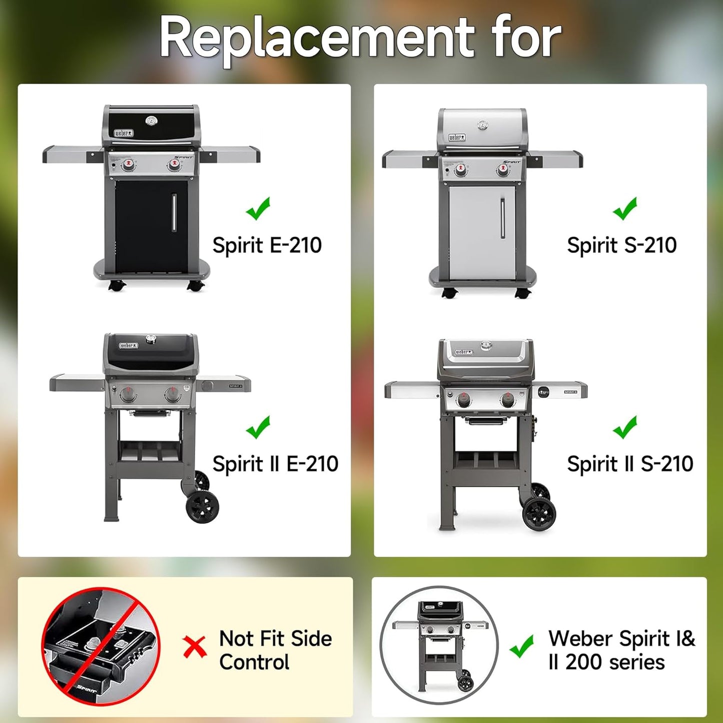 7637 17.5’’ Stainless Steel Grill Grates for Weber Spirit E210 E-220 S210 S-220 Spirit 200&Spirit II 200 Series Gas Grills with Front Control Panel, Cooking Grid for Weber Spirit 200 Series