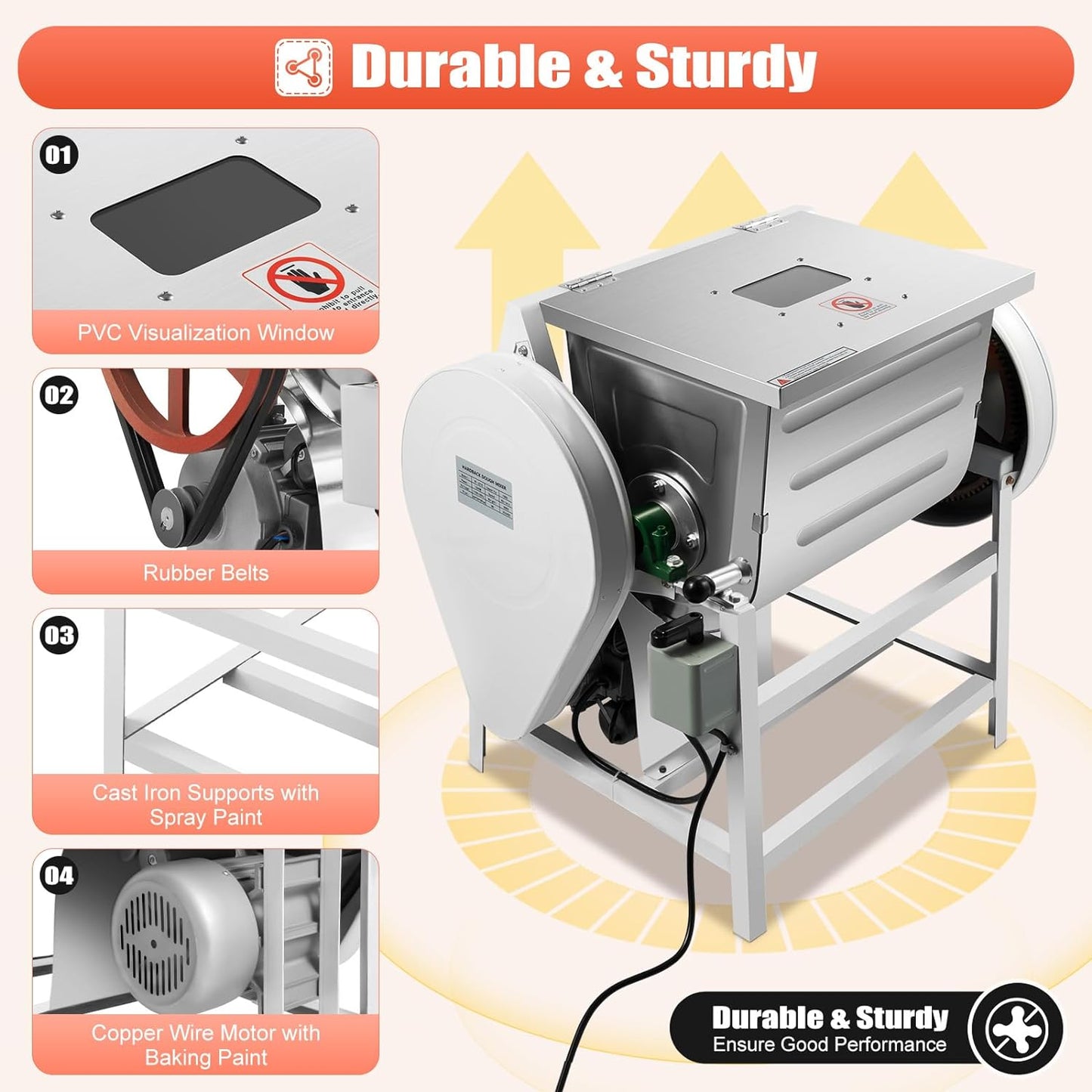 Commercial Dough Mixer Electric, 30Qt 1500W 201 Stainless Steel Large Dough Maker Machine, Heavy Duty Flour Mixing Machine, Bread Mixer for Restaurant School Bakery