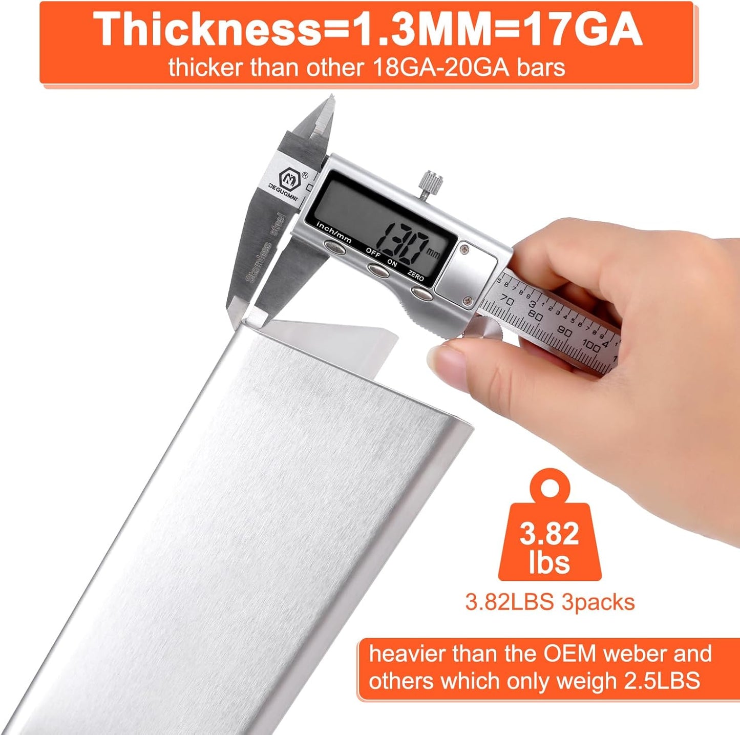 QuliMetal Upgraded SUS304 15.3" Flavorizer Bars & 17.5" Grates for Weber Spirit 200 Series (Front-Mounted Control), Spirit II E-210 Gas Grills Replacement, Grill Parts for Weber GS4 Spirit 7635 7637