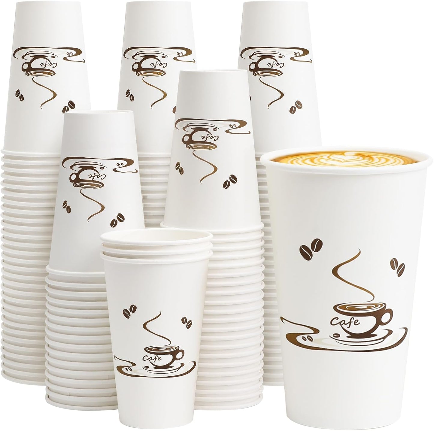 Lamosi 180 Pack 16 OZ Coffee Cups, Disposable Paper Cups for Hot/Cold Beverage, Leak-Free Paper Coffee Cups no Lids for Cafe, Restaurant, Office and Home