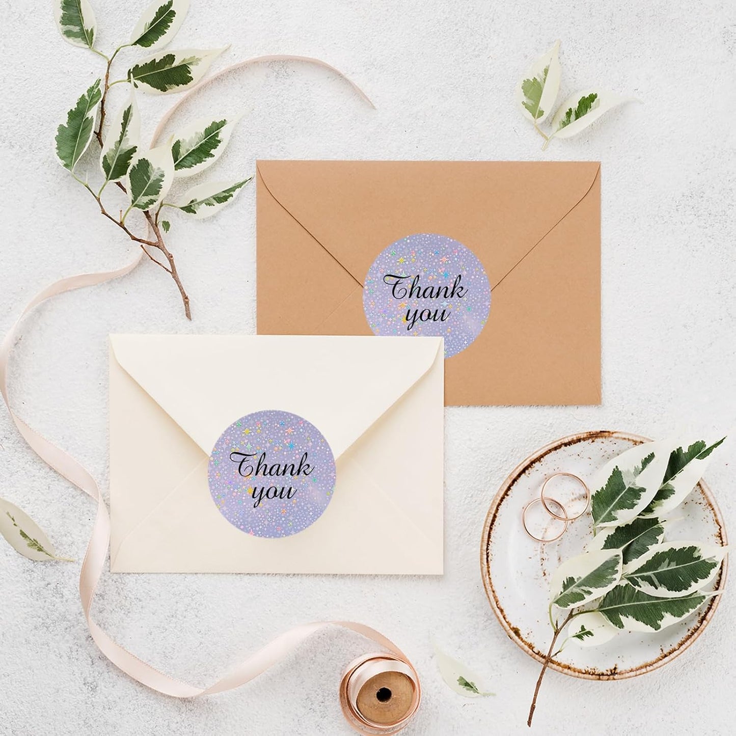 2''Holographic Thermal Label,Round Self-Adhesive Direct Thermal Label,Thermal Stickers for DIY Logo Design,Name Tag (300/Roll Purple Starry Sky