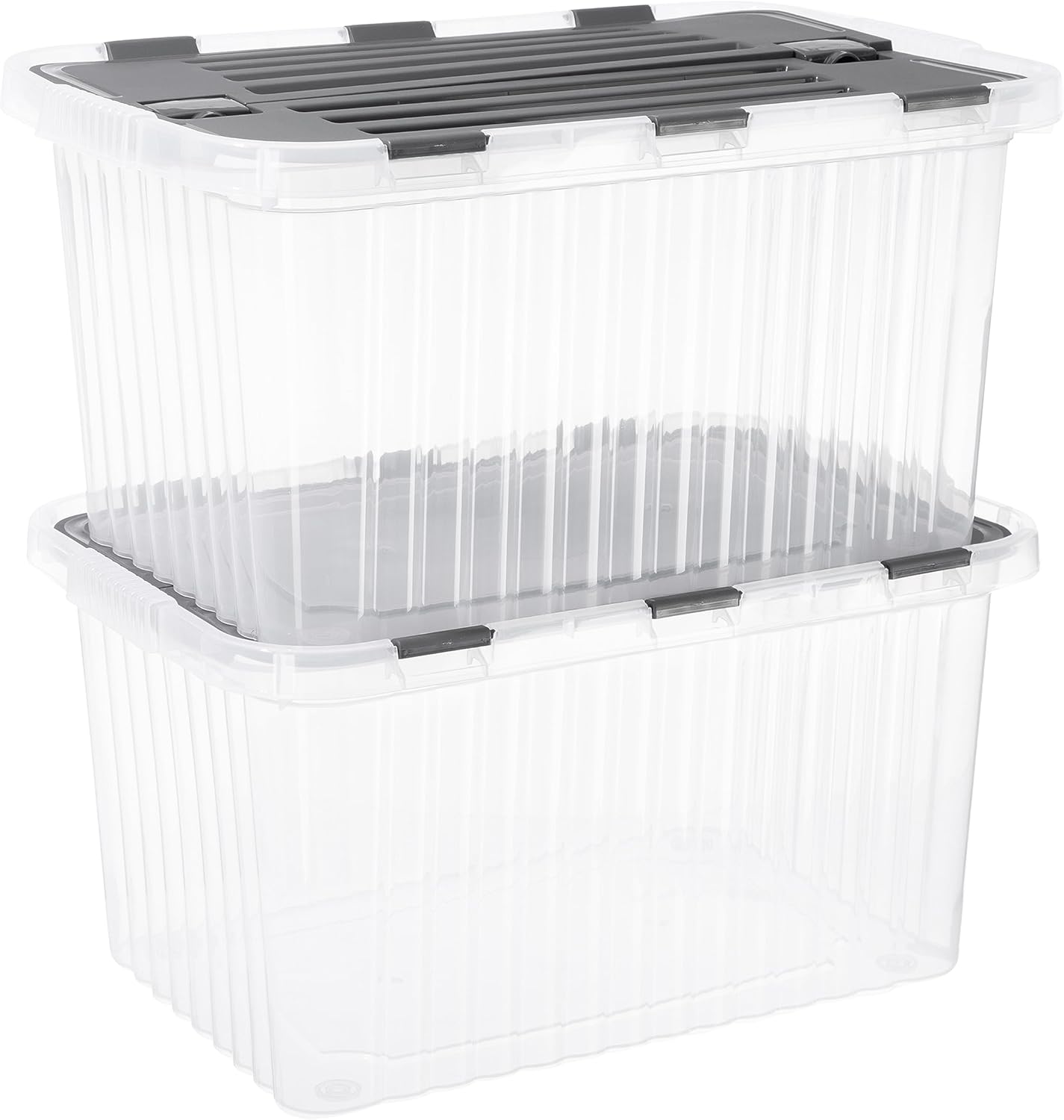 Superio Storage Bins with Lids, Clear Plastic Containers for Organizing, Stackable Totes, BPA Free, Odor Free, Organizer Boxes for Home, and Dorm (2 Pack, 20.25"x14"x10.5")