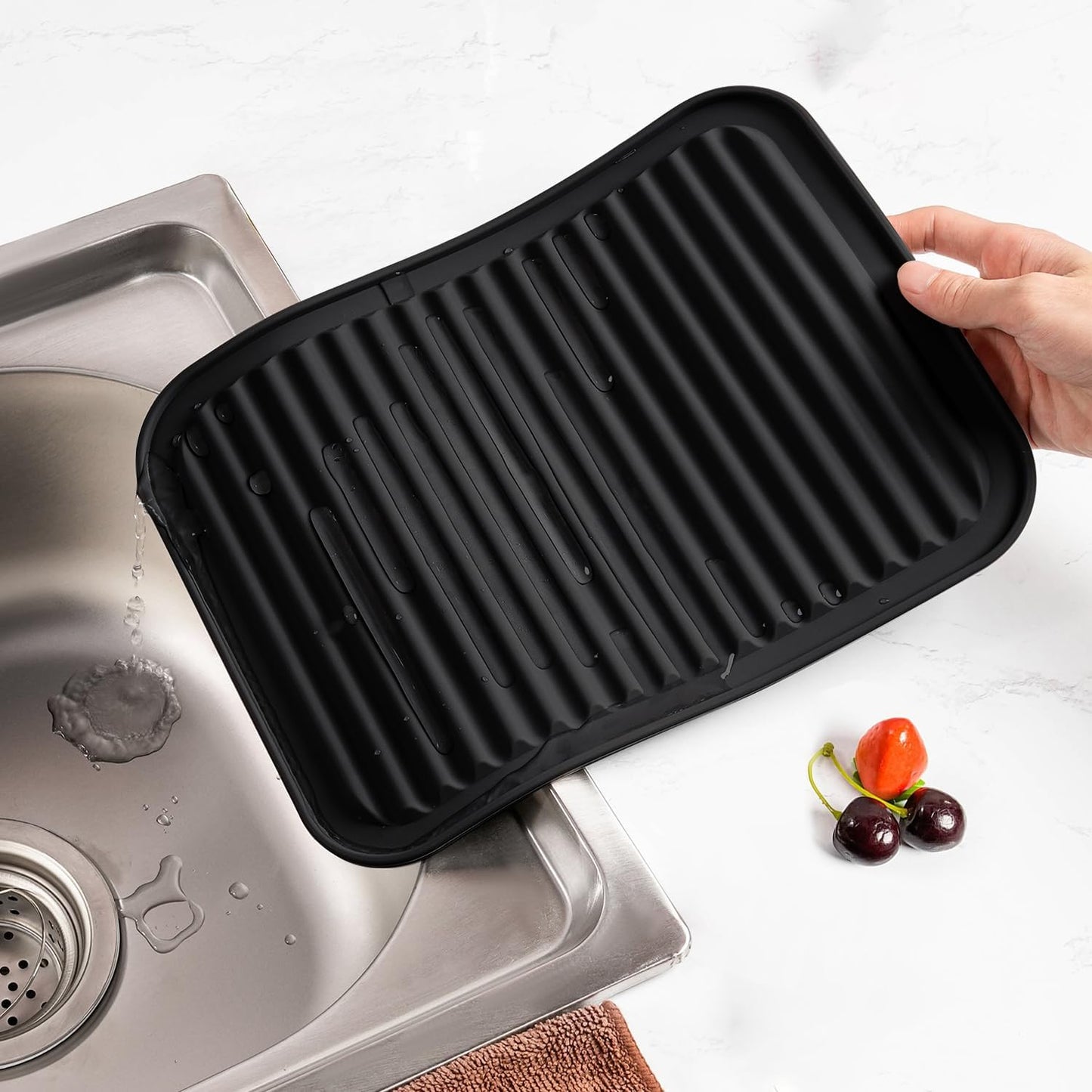 4 - Pack Multi - Purpose Silicone Mats | Heat Resistant Pot Holders for Kitchen | Non - Slip Hot Pads for Hot Pots, Pans & Quartz Countertops | Gray Kitchen Mats (Blue)