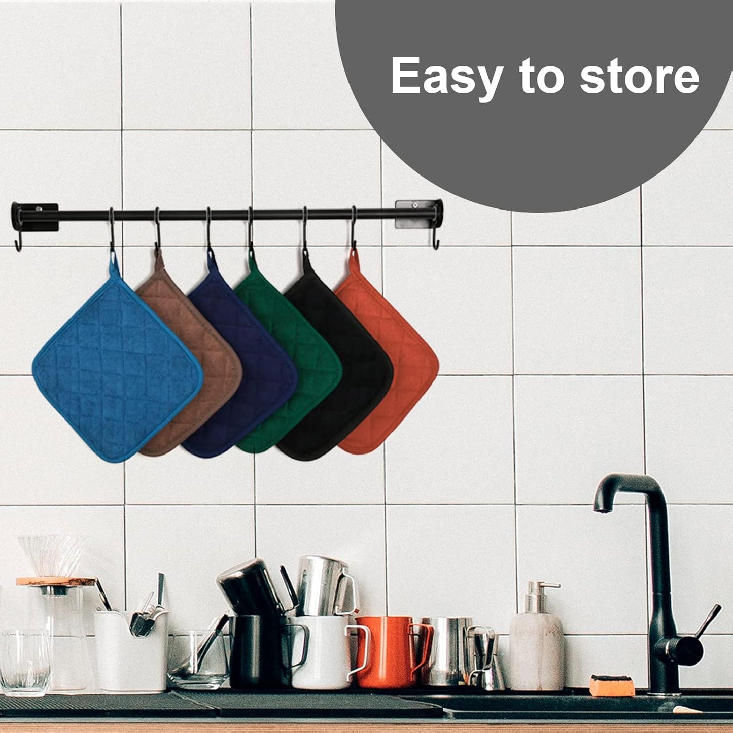 Joyhalo 6 Pack Pot Holders for Kitchen,Cotton Oven Holder with Great Heat Resistance,Non Slip Hot Pads for Kitchen Clearance,Spice