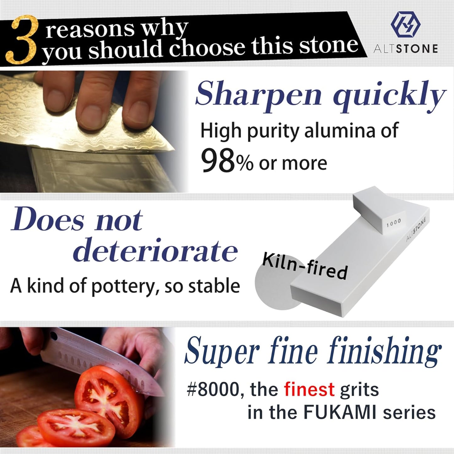 FUKAMI Whetstone Sharpening stone super finishing grit 8000 w/Nagura, 7.1" x 2.4" x 0.8" (Pro Power. Perfectly Compact for home use), Made in Japan (#8000)