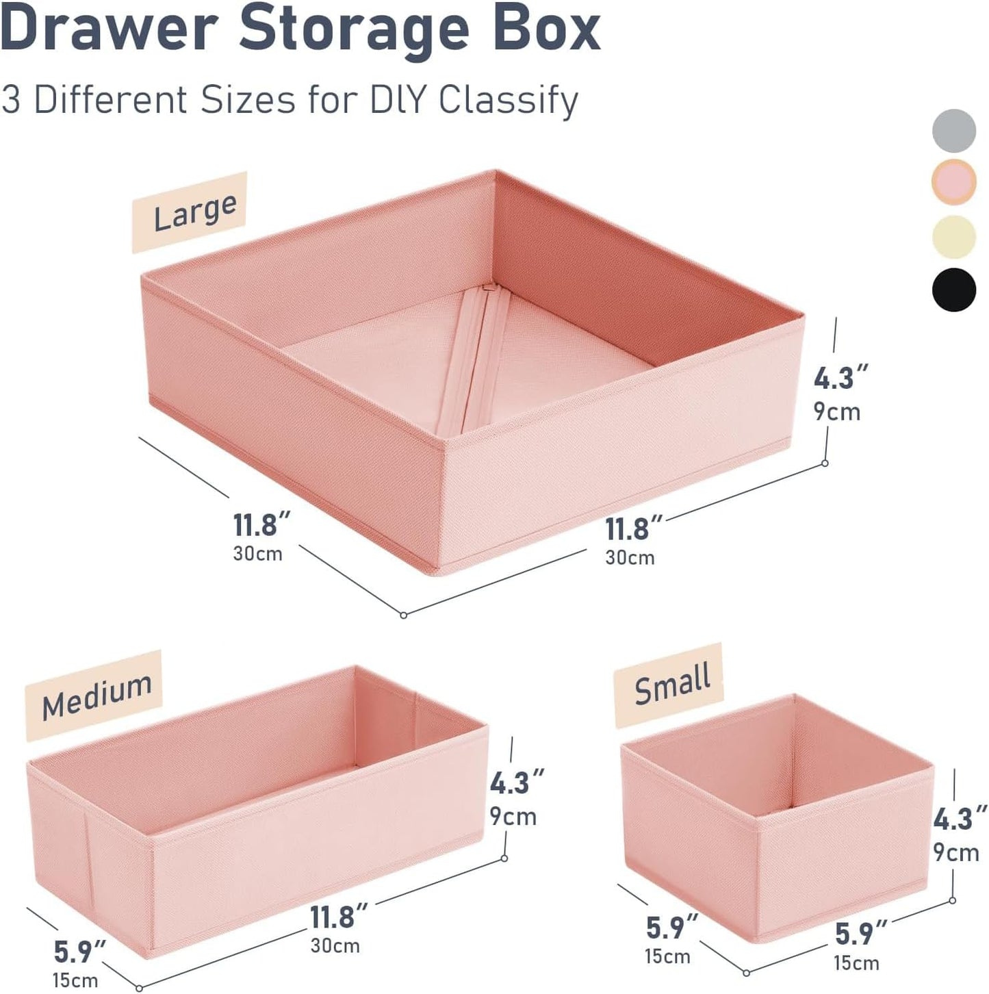 DIMJ Drawer Organizer Clothes 15 Pack - Foldable Dresser Organizer for Nursery, Bedroom, Closet - Pink Dividers for Baby Clothes, Underwear, Clothing, Sock, Belt, Tie