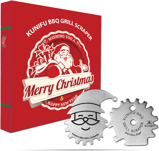 Stocking Stuffers, Ideal Gifts for Christmas, for Men, Dad, Husband, Boyfriend, Fathers Day, KUNIFU BBQ Grill Scraper, Gifts Box Sets 2PACK