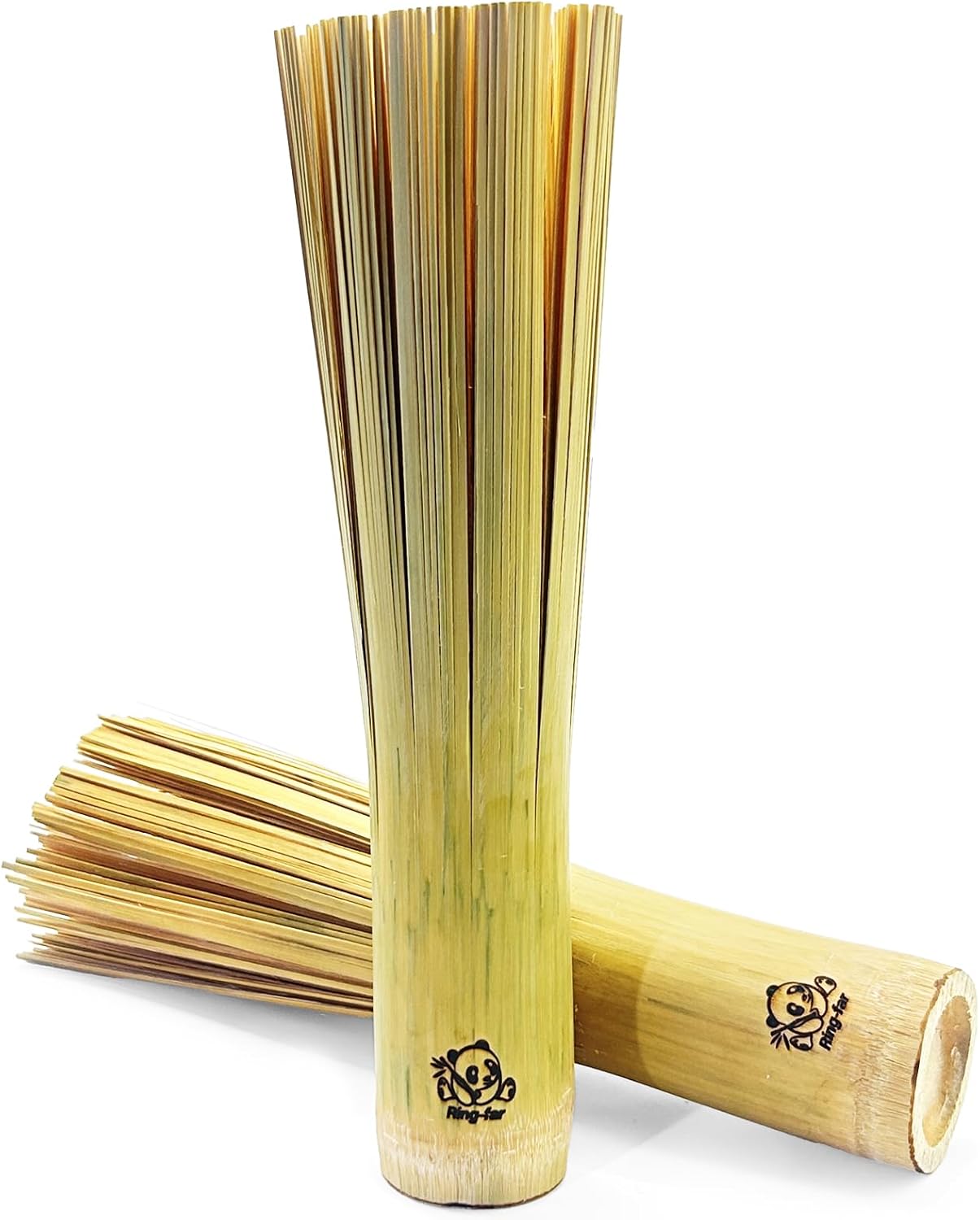 2 Pack Handmade Bamboo Wok Brush,Wok Cleaning Brush for Carbon Steel and Cast Iron,Bamboo Brush for Wok Cleaner,Kitchen Scrubbing Brush for 9" Wok,Dish Brush with Handle,Wok Scrubber Accessories